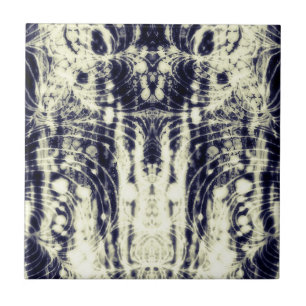 psychedelic abstract art black and white ceramic tile