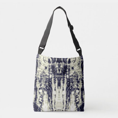 psychedelic abstract art black and white crossbody bag