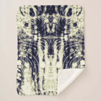 psychedelic abstract art black and white sherpa blanket
