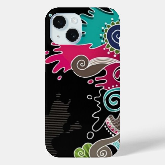 Psychedelic Abstract Colored iPhone 15 Case (Back)