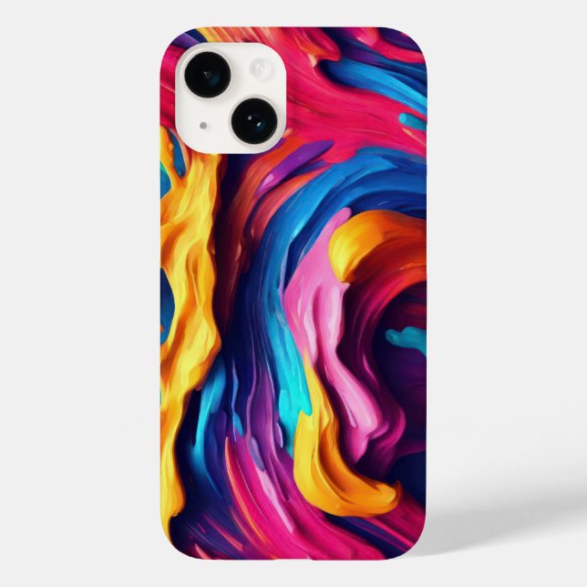 Psychedelic Abstract Colorful Paint Strokes Case-Mate iPhone Case (Back)