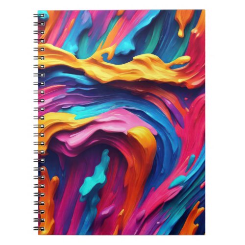 Psychedelic Abstract Colorful Paint Strokes Notebook