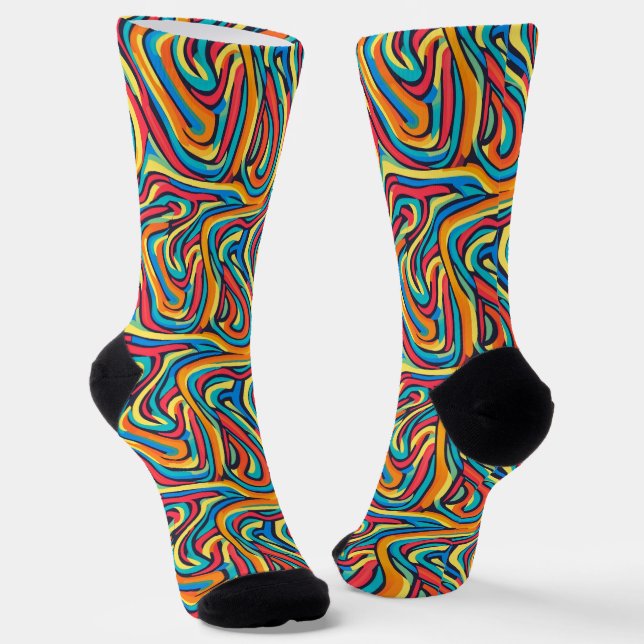 Psychedelic Abstract Colorful Pattern Socks (Angled)