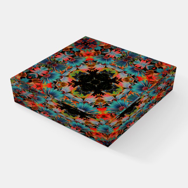 Psychedelic Abstract Daisies Flower Art Paperweight (Angled)