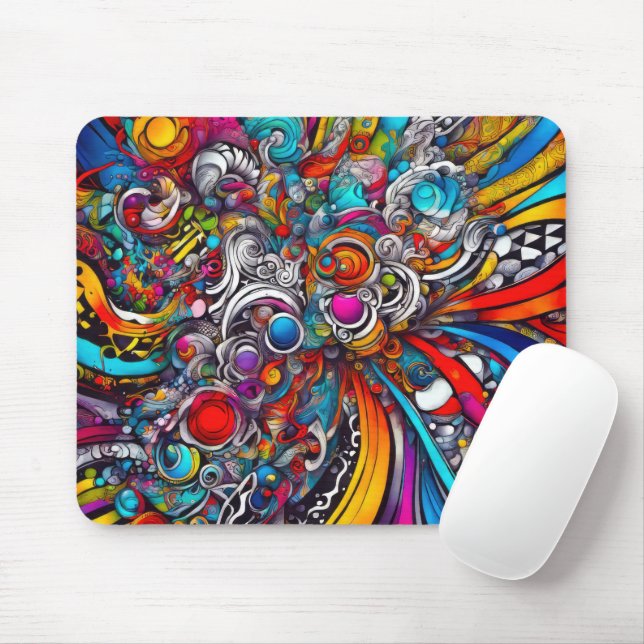 Psychedelic Abstract Design Mouse Pad (With Mouse)