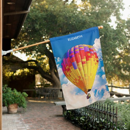 Psychedelic Abstract Flying Hot Air Balloon House Flag