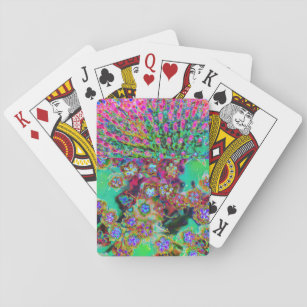 Psychedelic Abstract Groovy Purple Sedum Playing Cards