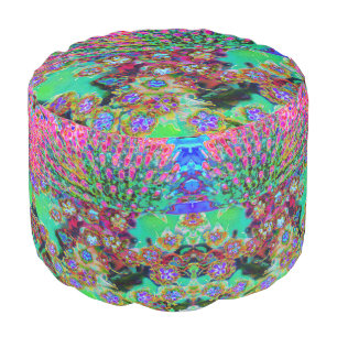 Psychedelic Abstract Groovy Purple Sedum Pouf