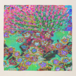 Psychedelic Abstract Groovy Purple Sedum Scarf