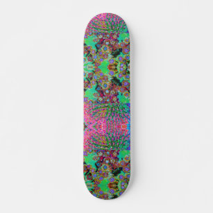 Psychedelic Abstract Groovy Purple Sedum Skateboard
