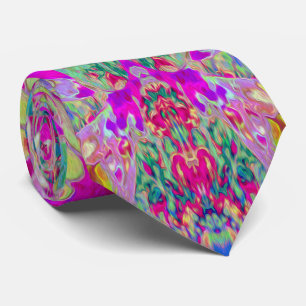 Psychedelic Abstract Magenta and Aqua Garden Art Neck Tie