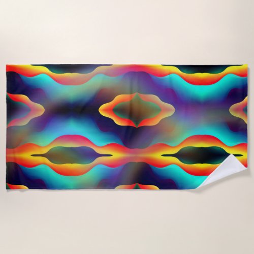Psychedelic Abstract Trippy Bright Colors Beach Towel