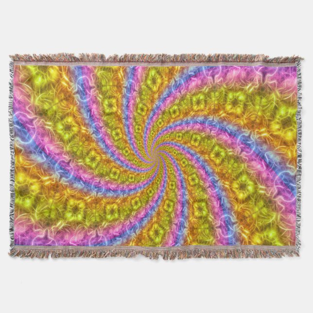 Psychedelic Abstract Vortex Throw Blanket (Front)