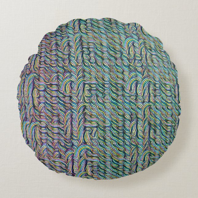 Psychedelic Abstract Wave Pattern Design 1304 Round Pillow (Front)