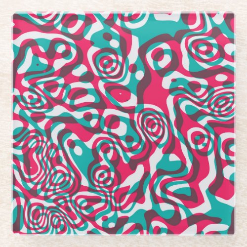 Psychedelic Acid Seamless Funky Background Glass Coaster