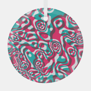 Psychedelic Acid Seamless Funky Background. Glass Ornament