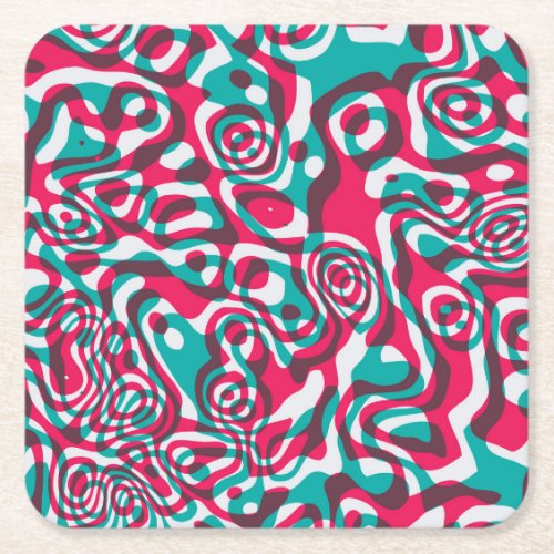 Psychedelic Acid Seamless Funky Background Square Paper Coaster