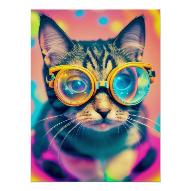 Psychedelic Acid Trip Kitty Cat Poster (Front)