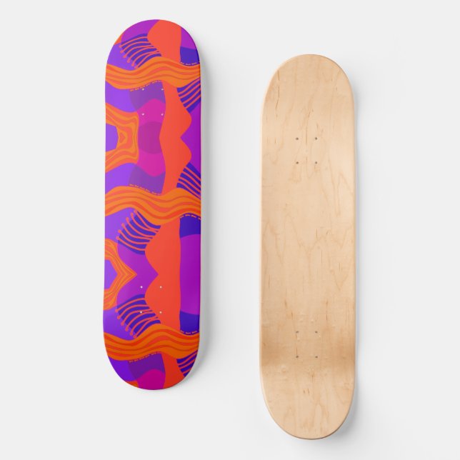 Psychedelic African Patchwork - Purple Orange Blue Skateboard (Front)