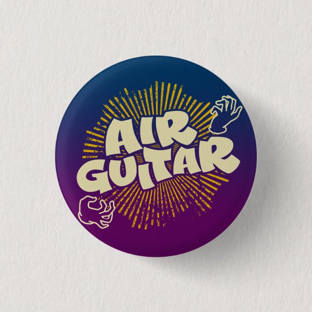Psychedelic Air Guitar Retro Flair Pinback Button (Front)