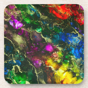 Psychedelic Alcohol Ink Abstract Painting Beverage Coaster