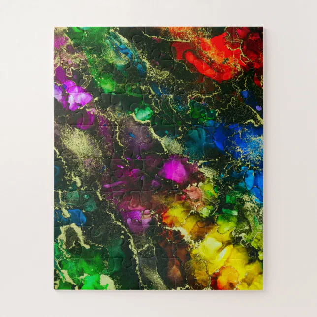 Psychedelic Alcohol Ink Abstract Painting Jigsaw Puzzle Zazzle