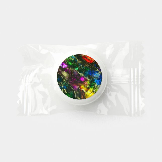 Psychedelic Alcohol Ink Abstract Painting Life Saver® Mints (Front)