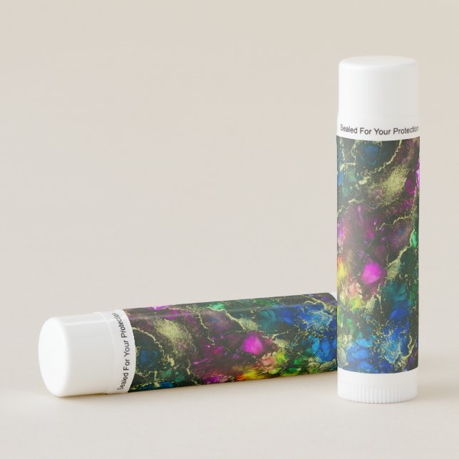 Psychedelic Alcohol Ink Abstract Painting Lip Balm (Front)
