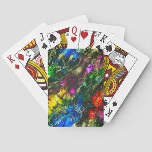 Psychedelic Alcohol Ink Abstract Painting Poker Cards