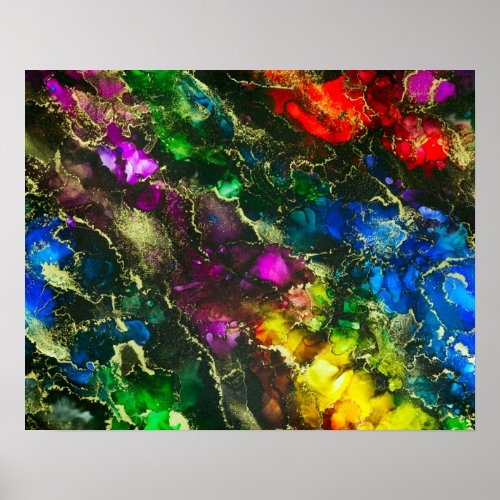 Psychedelic Alcohol Ink Abstract Painting Poster