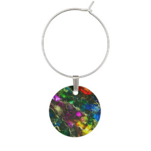 Psychedelic Alcohol Ink Abstract Painting Wine Charm