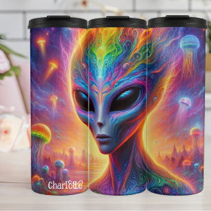 Psychedelic Alien: Cosmic, Vibrant, Surreal Thermal Tumbler