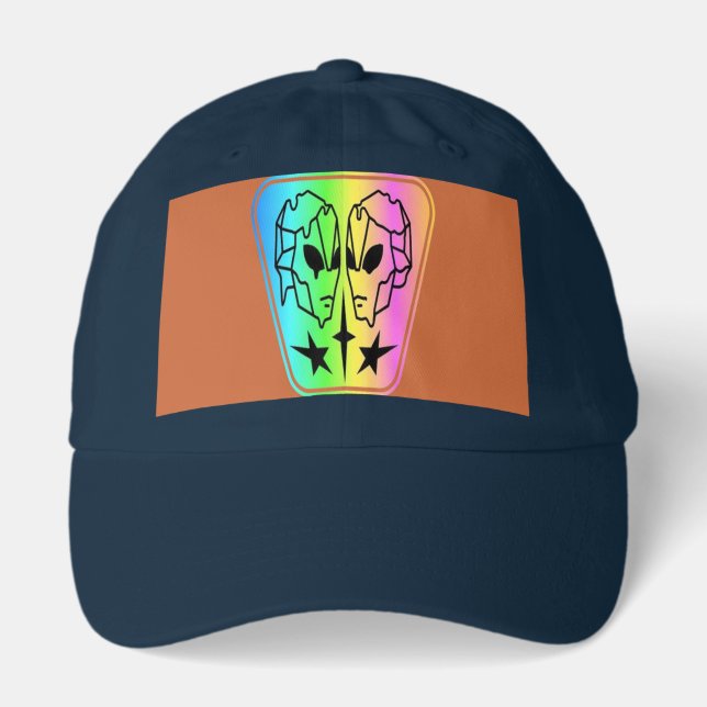 Psychedelic Alien Head Hologram Design Hat (Front)