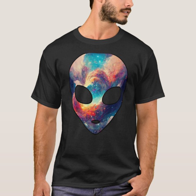 Psychedelic Alien Head Nebula Galaxy Outer Space U T-Shirt (Front)