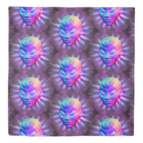 Psychedelic Alien Meditation Duvet Cover