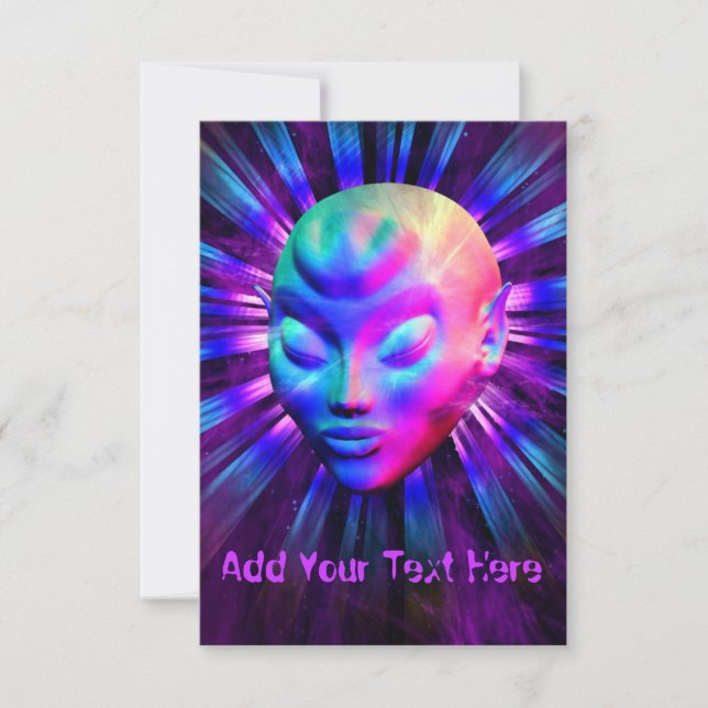 Psychedelic Alien Meditation invitation cards (Front)