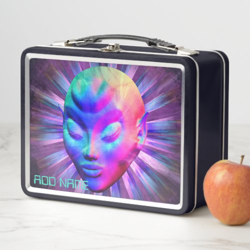 Psychedelic Alien Meditation Metal Lunch Box