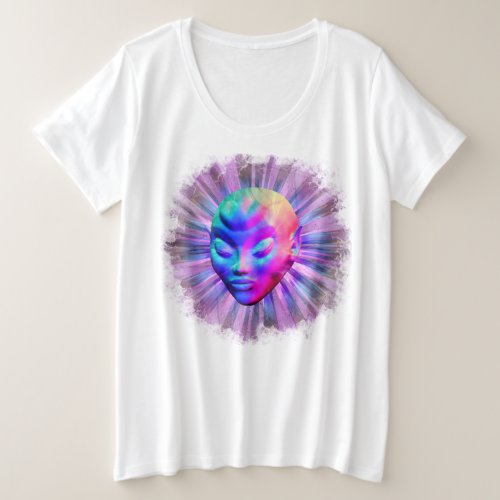 Psychedelic Alien Meditation Plus Size T_Shirt