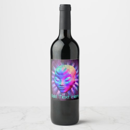Psychedelic Alien Meditation Wine Label