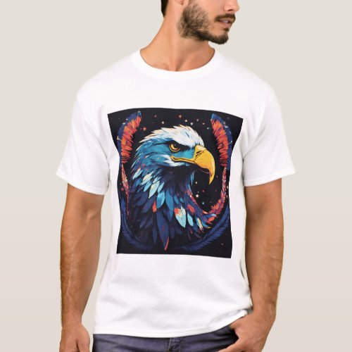 Psychedelic American Eagle Design T_Shirt