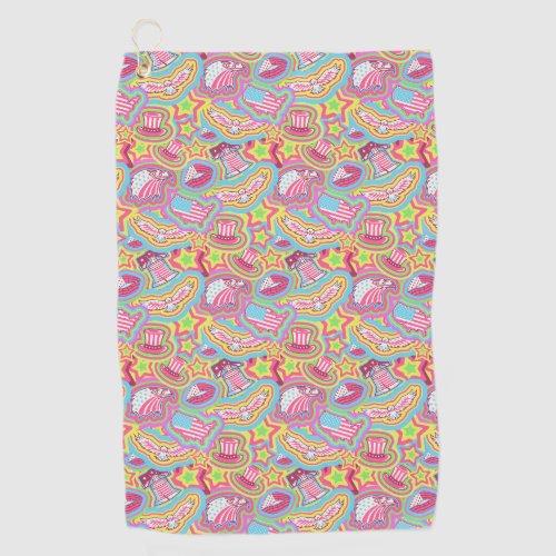 Psychedelic American Flag Pattern Golf Towel