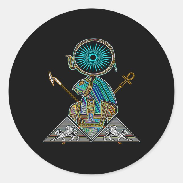 Psychedelic Ancient Egyptian Sacred Geometry Sekhm Classic Round Sticker (Front)