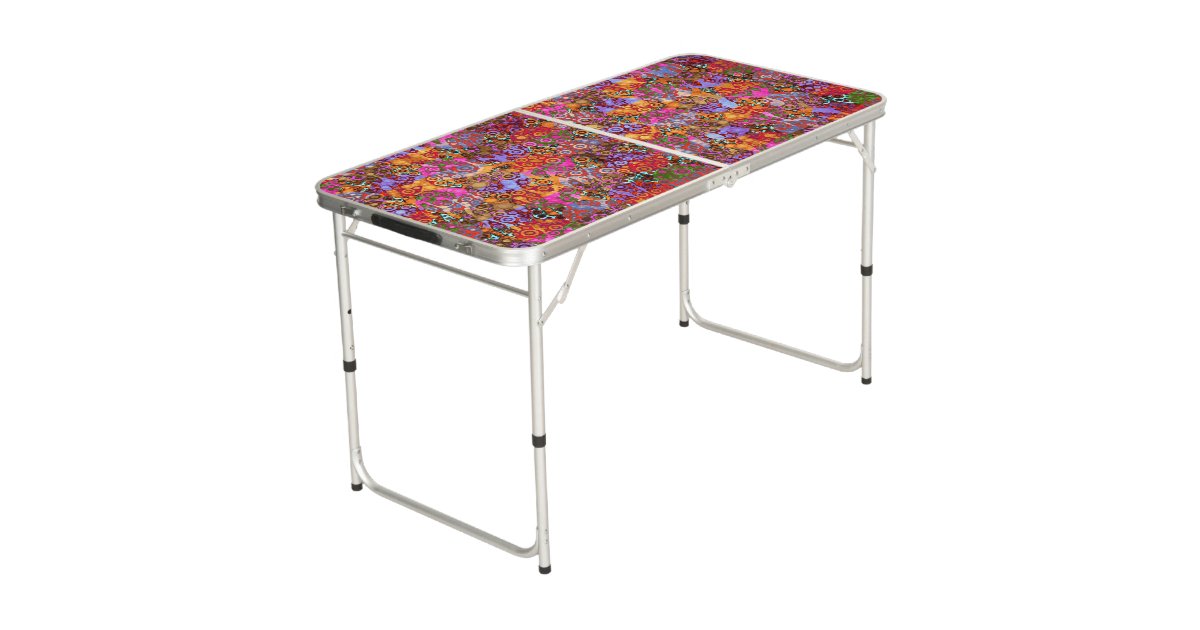 Psychedelic Animal Print Patterns Beer Pong Table Zazzle Com