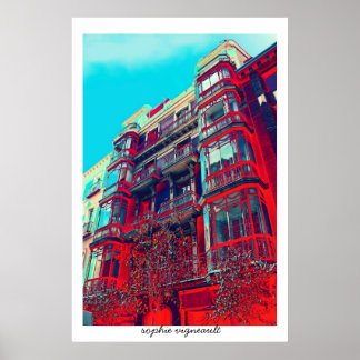 psychedelic architectural building poster print