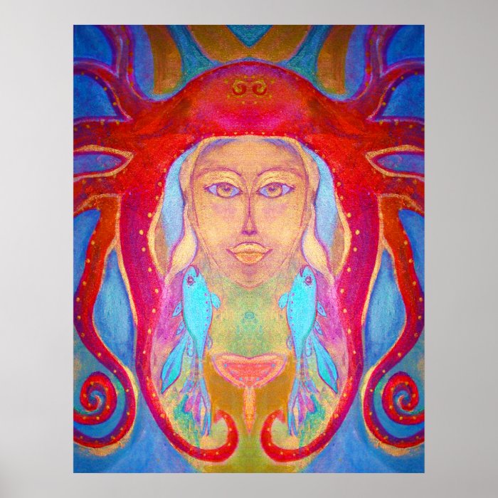 Psychedelic Art 60s Poster Retro Hippie Woman