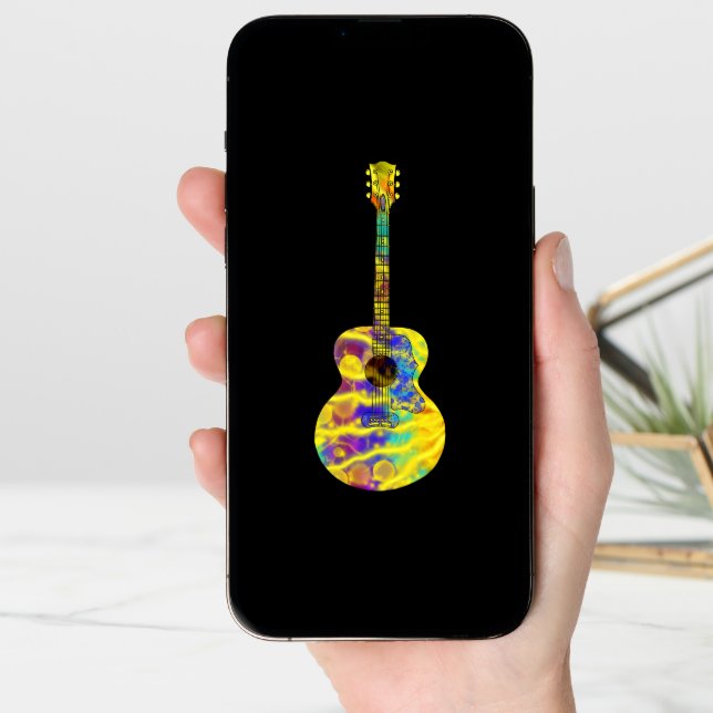 Psychedelic Art Acoustic Guitar Musical Instrument Card (Front Digital)