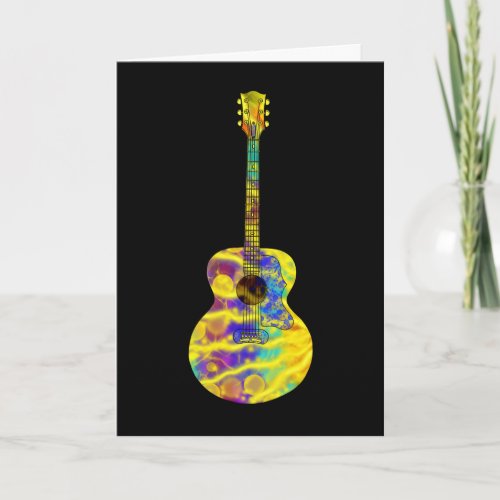 Psychedelic Art Acoustic Guitar Musical Instrument Card