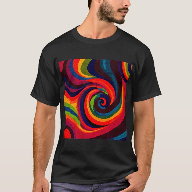 Psychedelic Art Design - Swirling Color Patterns T-Shirt (Front)