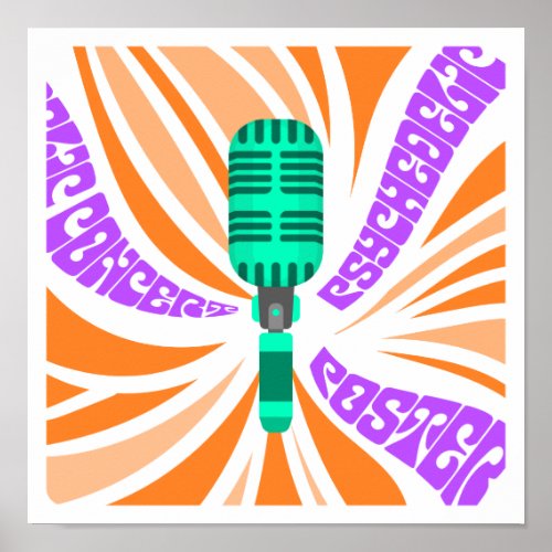 Psychedelic Art Music Microphone Poster