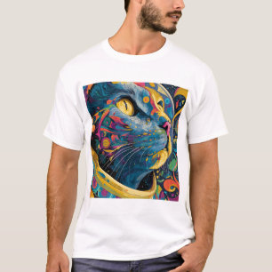 Psychedelic Astro Cat – Cosmic Color Burst T-Shirt